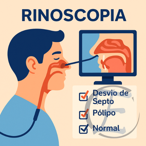 exame endoscópico que permite visualizar as cavidades nasais, cornetos e septo com clareza
