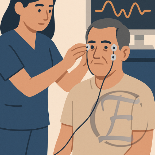 a nurse is checking a patient's earphones