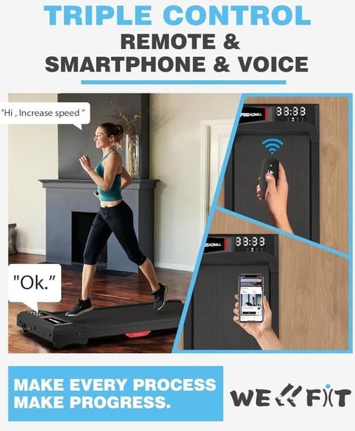 WellFit, Incline Walking Pad Treadmill, Fitness, Gym, Jogging