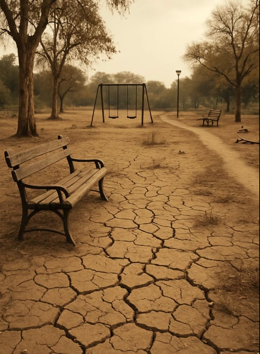 Parc asséché pour la journée mondiale de lutte contre la désertification et la sécheresse.
