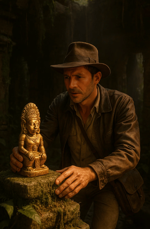 Archéologue aventurier trouve une statuette pour les journées européennes de l'archéologie.