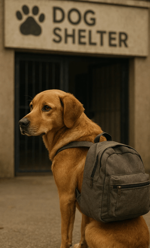 Un chien arrive devant un centre d'accueil pour chien abandonné lors de la journée mondiale du chien