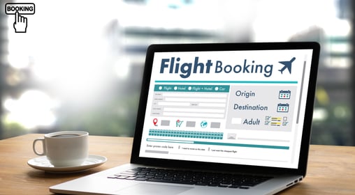 a laptop computer screen displaying a flight ticket