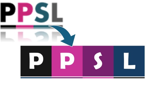 Image showing old PPSL logo (pixelated low res) and new logo (high definition and modern)
