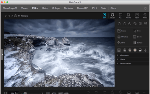 Screen shot of photoscape X photo editor