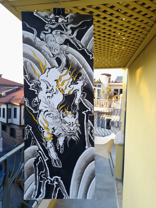 Japanese tattoo design hakutaku art