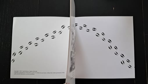 inside cover showing Lilith's hoof prints