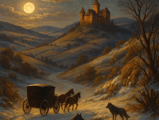 Rolling hills of Romania painting