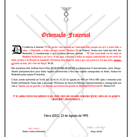 Clique aqui para visualizar o: Ordenação Fraternal
