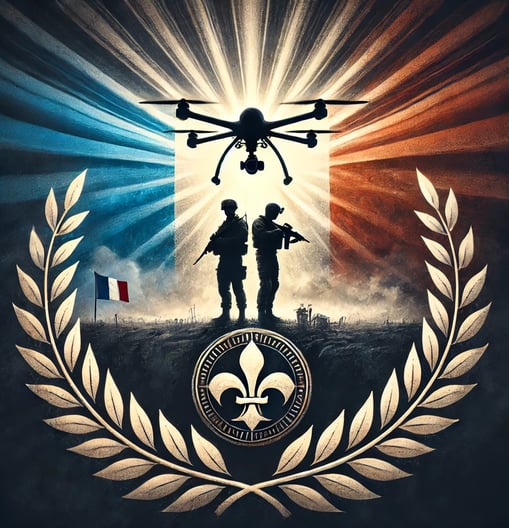 armée drones et drapeau français