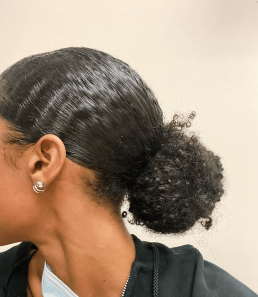 natural hair low bun