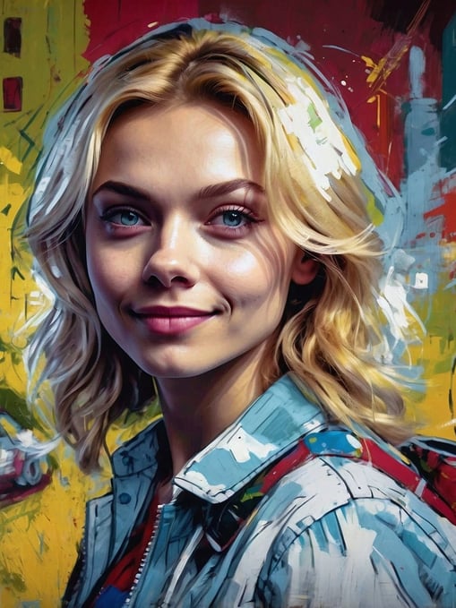 Portrait photo transformed into a painting with abstract pop style 