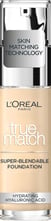 Fondotinta fluido L'Oréal Paris True Match con acido ialuronico, tonalità chiara, effetto naturale