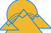decorative mountain with sunset icon