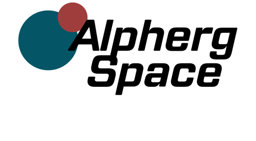 Alpherg space logo with moon and planetary body