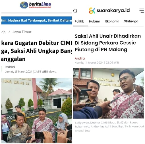 Anthonius Adhi Soedibyo saat menggugat CIMB Niaga