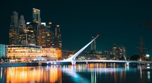 a bridge spanning the width of a city in Buenos Aires, Argentina