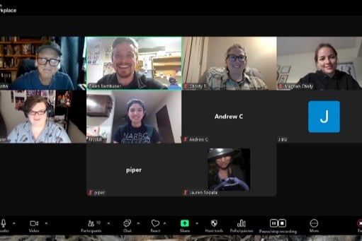 Screenshot of Zoom meeting Rattle Researchers talking snakes