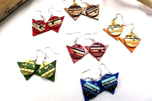 a group of earrings with a variety of earrings