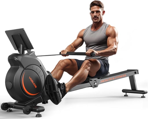 Magnetic/Water Rowing Machine 350 LB Weight Capacity - Foldable Rower for Home Use with Bluetooth, A