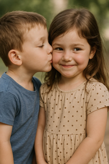Bisous d'un garçon a sa petite amie pour la journée de la petite amie.