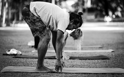 Outdoor yoga practice in Lalngkawi, Malaysia