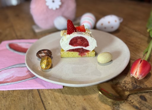 entremet vanille fraise bergamote nid de pâques gateau dessert de pâques
