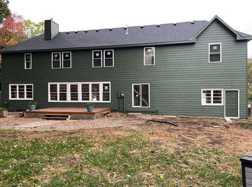 Complete Exterior House Painting in Green, Including Rotten Wood Replacement and Gutter Replacement