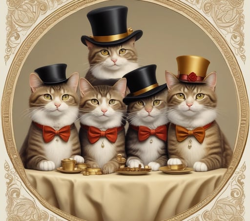 a cat with a hat and a hat on it