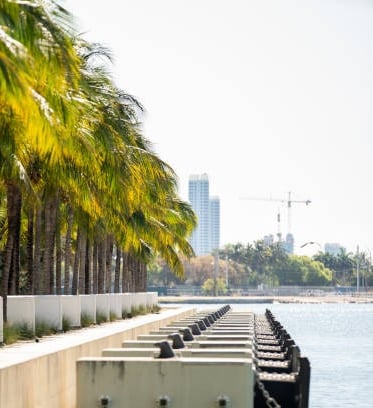 miami seawall waterfront with water