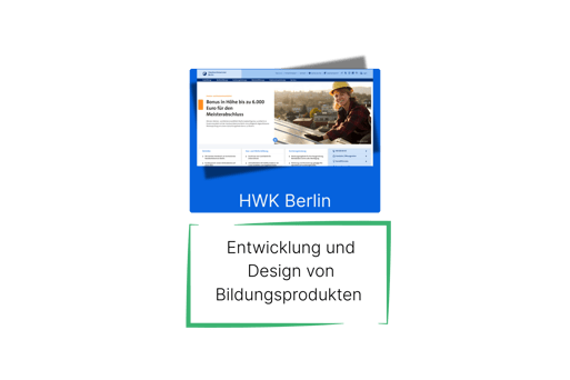 Screenshot der Handwerkskammer Berlin – Entwicklung und Design von Bildungsprodukten zur Meistervorbereitung.