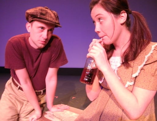 Jeff Swearingen as Ellson and Natalie Young as Sam in RASPBERRY FIZZ (2012) Audacity Theatre Lab