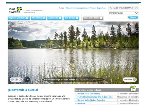 Gamla hemsidan för VisitSweden