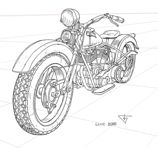 how to draw motorcycles springer fork gene bond