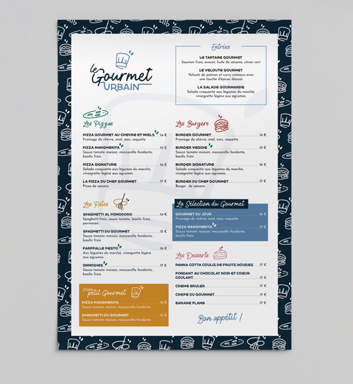Menu - restaurant - Le Gourmet Urbain - Amy atelier graphique