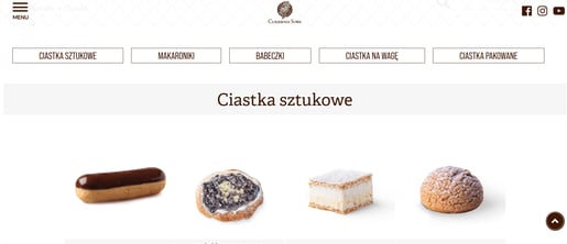 a website page with a picture of a variety of pastries