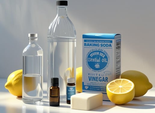 Vinagre ,alcohol, bicarbonato de soda limón y jabón