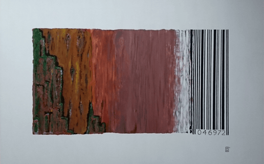 peinture arbre et code barre 