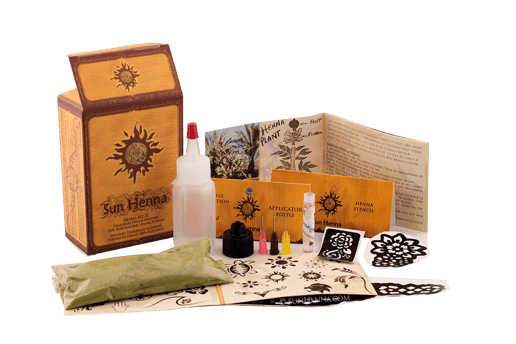 Sun Henna Kit opened and showing its contents