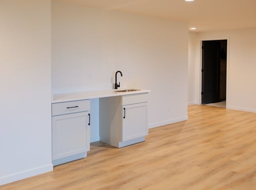 white bar area cabinets