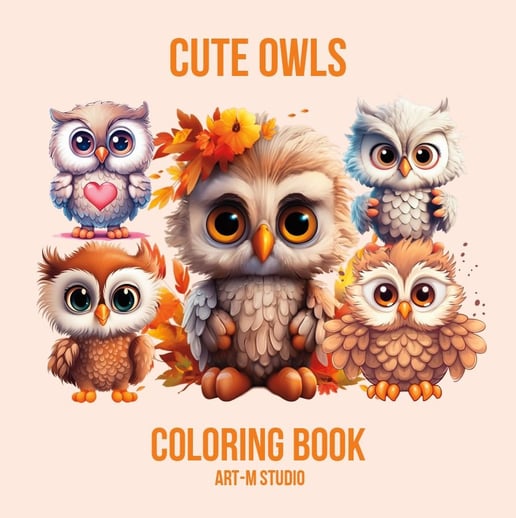 cover of coloring book cute owls