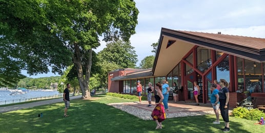 Tai Chi with Johnny outdoors at the Lake Geneva Public Library