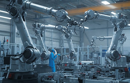Representación visual del futuro de la manufactura con la integración de la robótica y la colaboraci