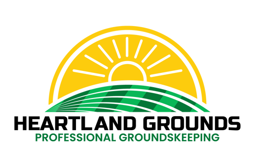 a logo for heartland grounds professional groundskeeping lawn care and snow removal service