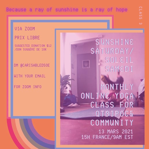 Flyer promoting Soleil Samedi 