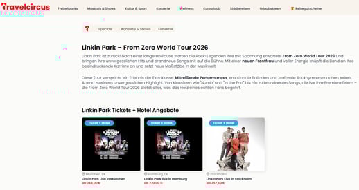 Travelcircus Deal Linkin Park in München, Hamburg & Stockholm