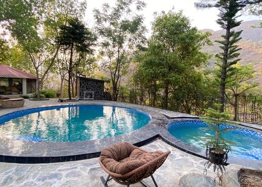 a chair and a chair in a backyard