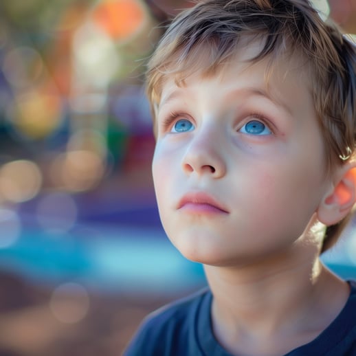 A young neurodiverse boy with blue eyes and a black shirt looks like any 'normal' kid.