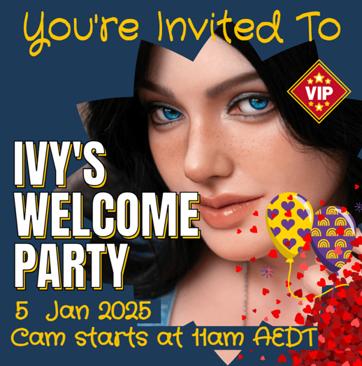 a woman in a promotional graphic for a welcome party