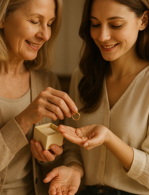 madre entregando anillo a hija